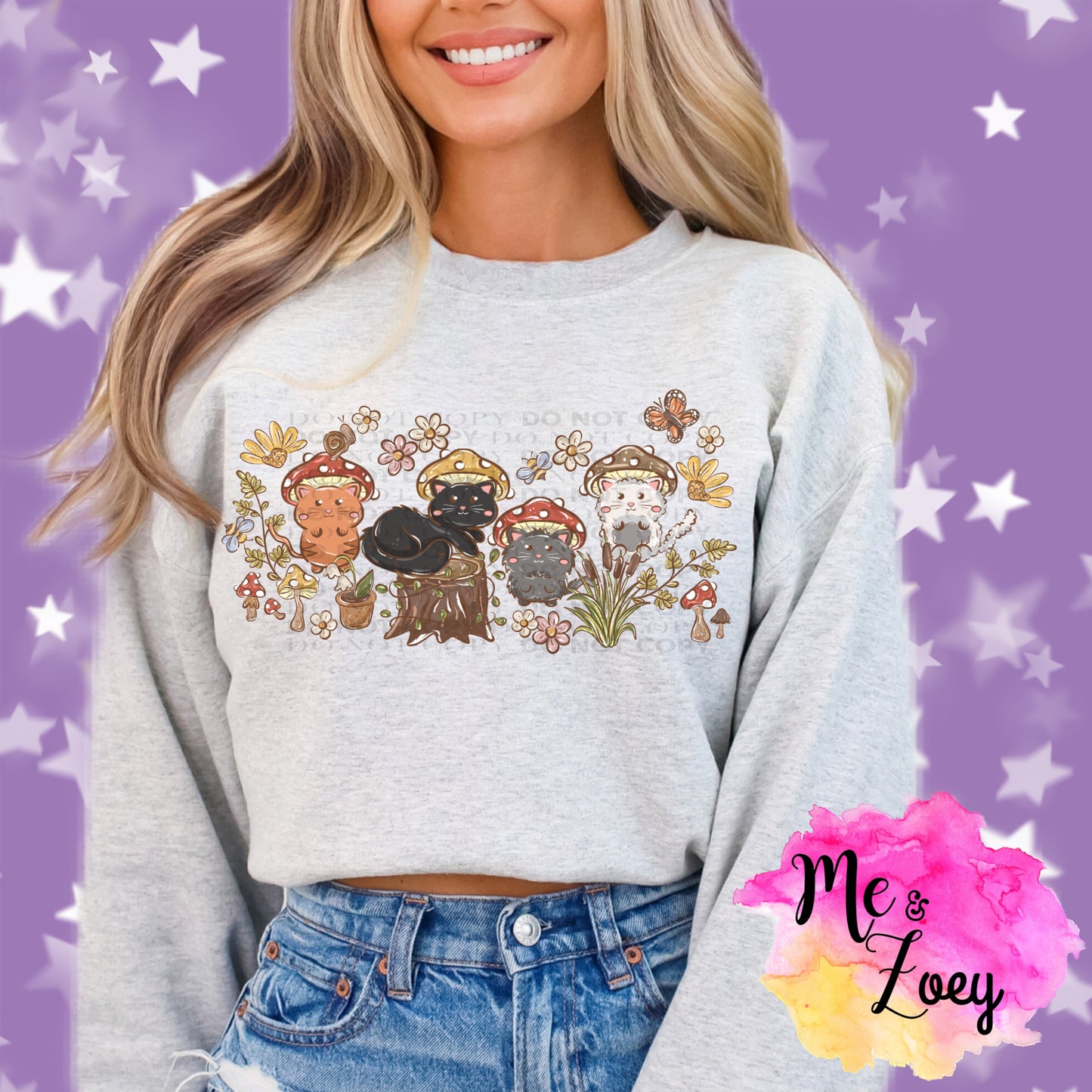 Cottage Core Kitties Graphic Sweatshirt - MeAndZoey