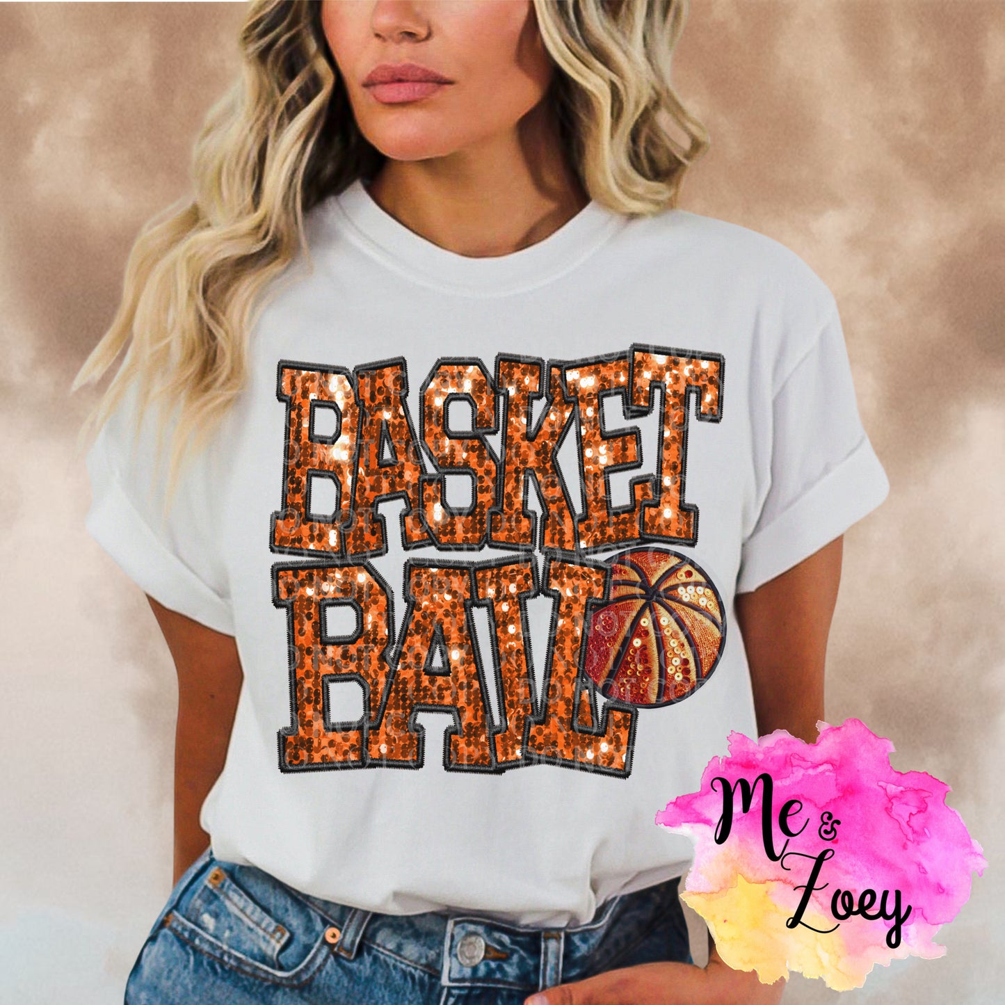Basketball (Faux Sequin) Graphic Tee - MeAndZoey