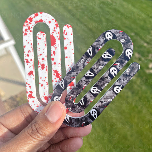 Halloween Horror Acrylic Paper Clips | Jumbo Spooky Bookmarks - RTS