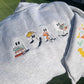 Cozy Ghost Embroidery Sweatshirt – Book Lover with Bat Sleeve Detail (SHIP 10/8)