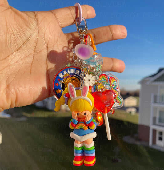 Rainbow Girl Bunny Keychain | Fun Keychain Accessories