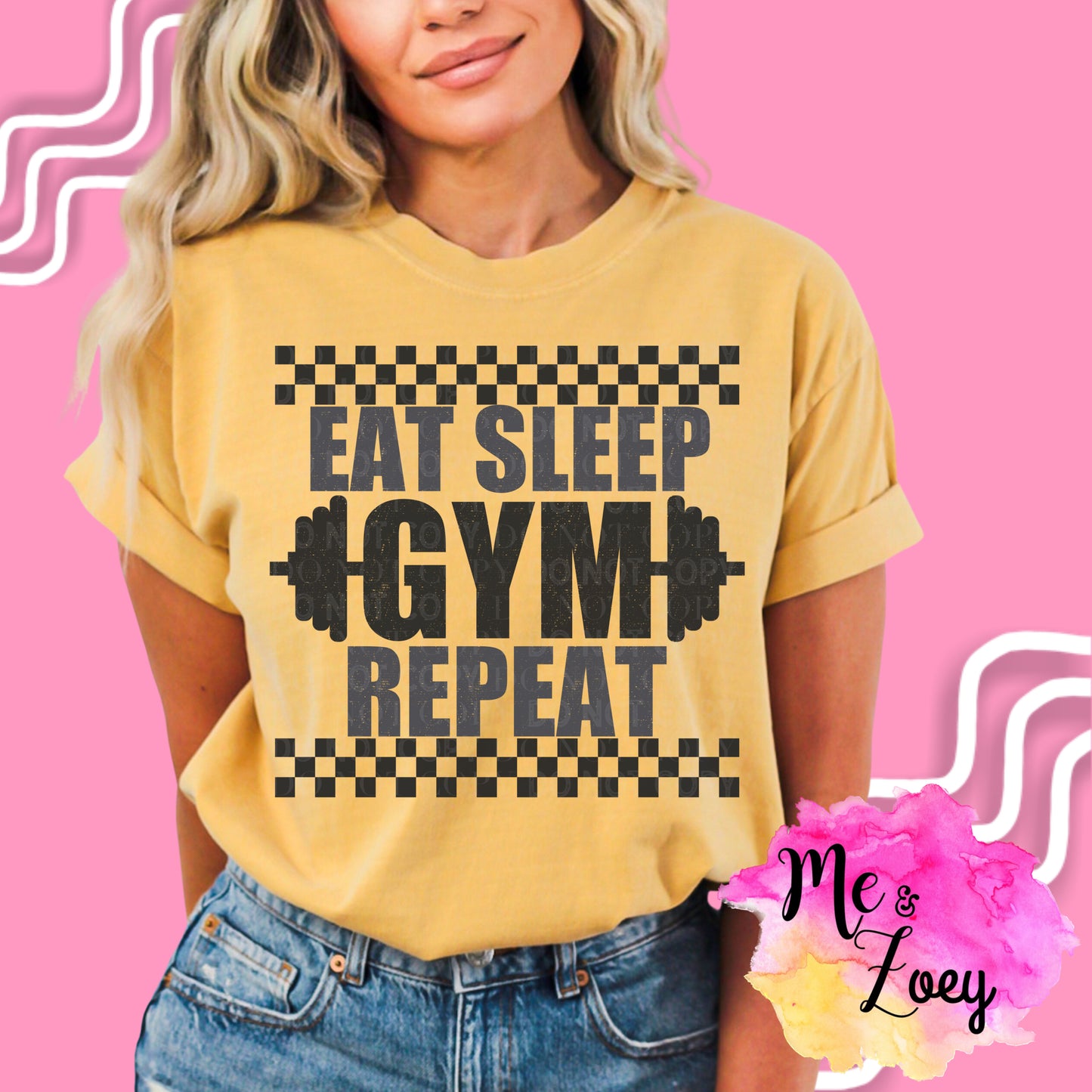 Eat Sleep Gym Repeat Graphic Tee - MeAndZoey