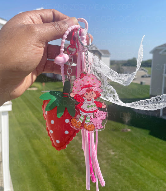 Strawberry Retro Keychain