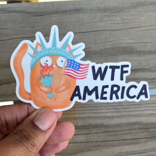 WTF America | Premium Vinyl Sticker | Water-Resistant