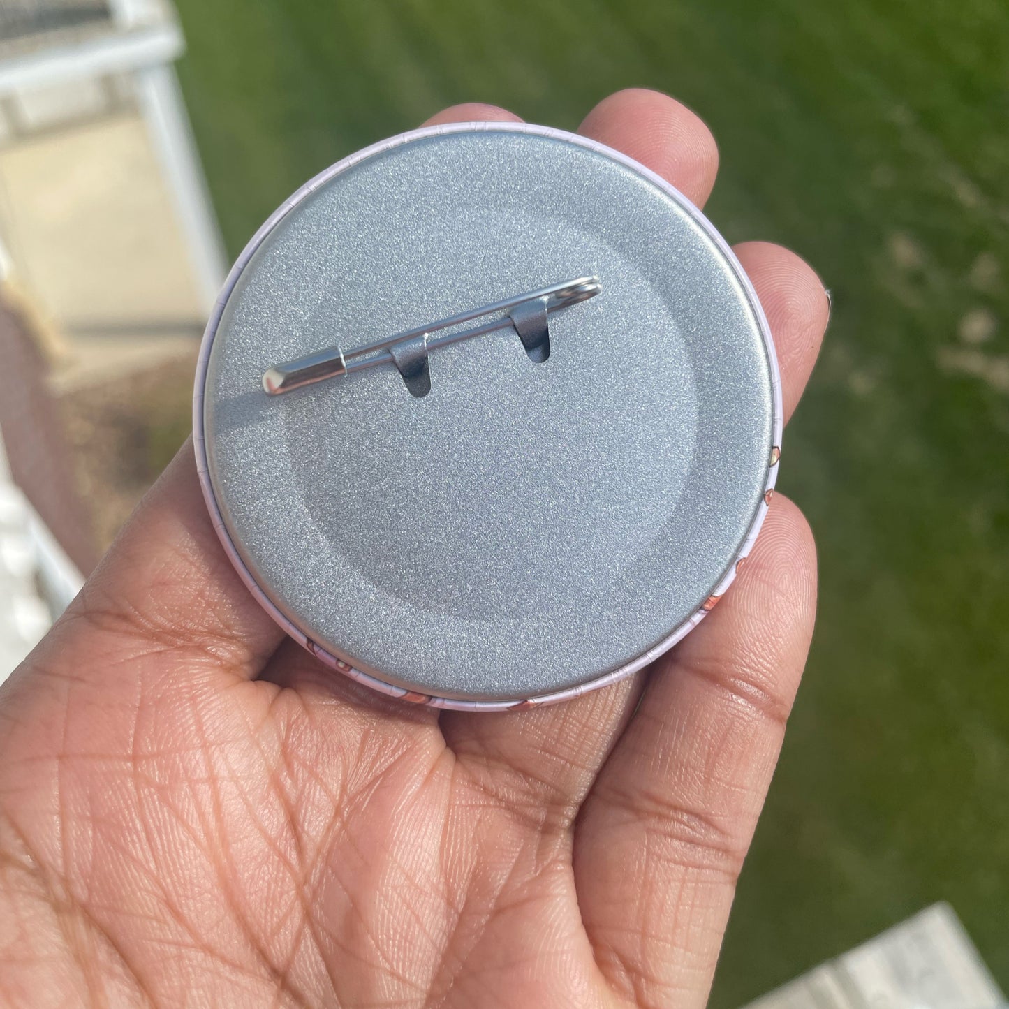 Cute Button Pin with Safety Pin Closure