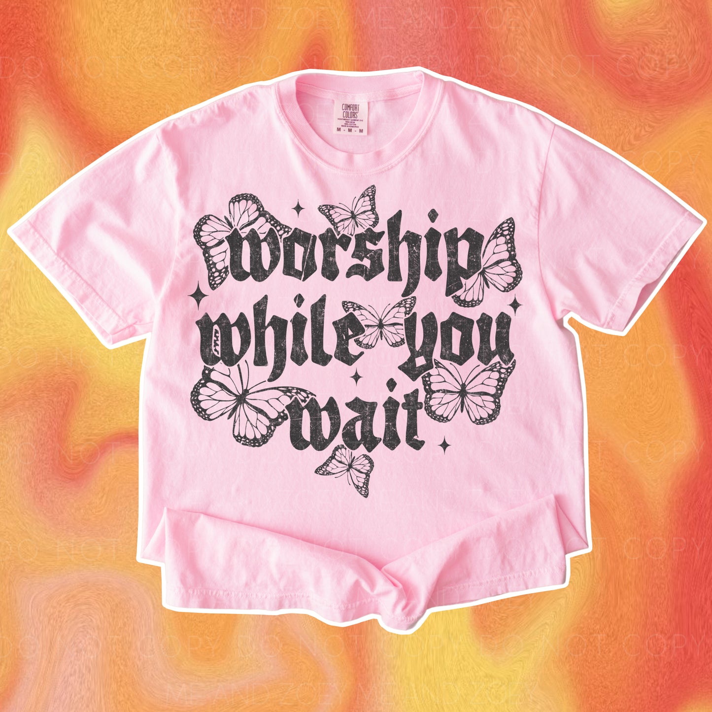 Jesus Worship While You Wait Graphic Tee | Christian Faith Shirt