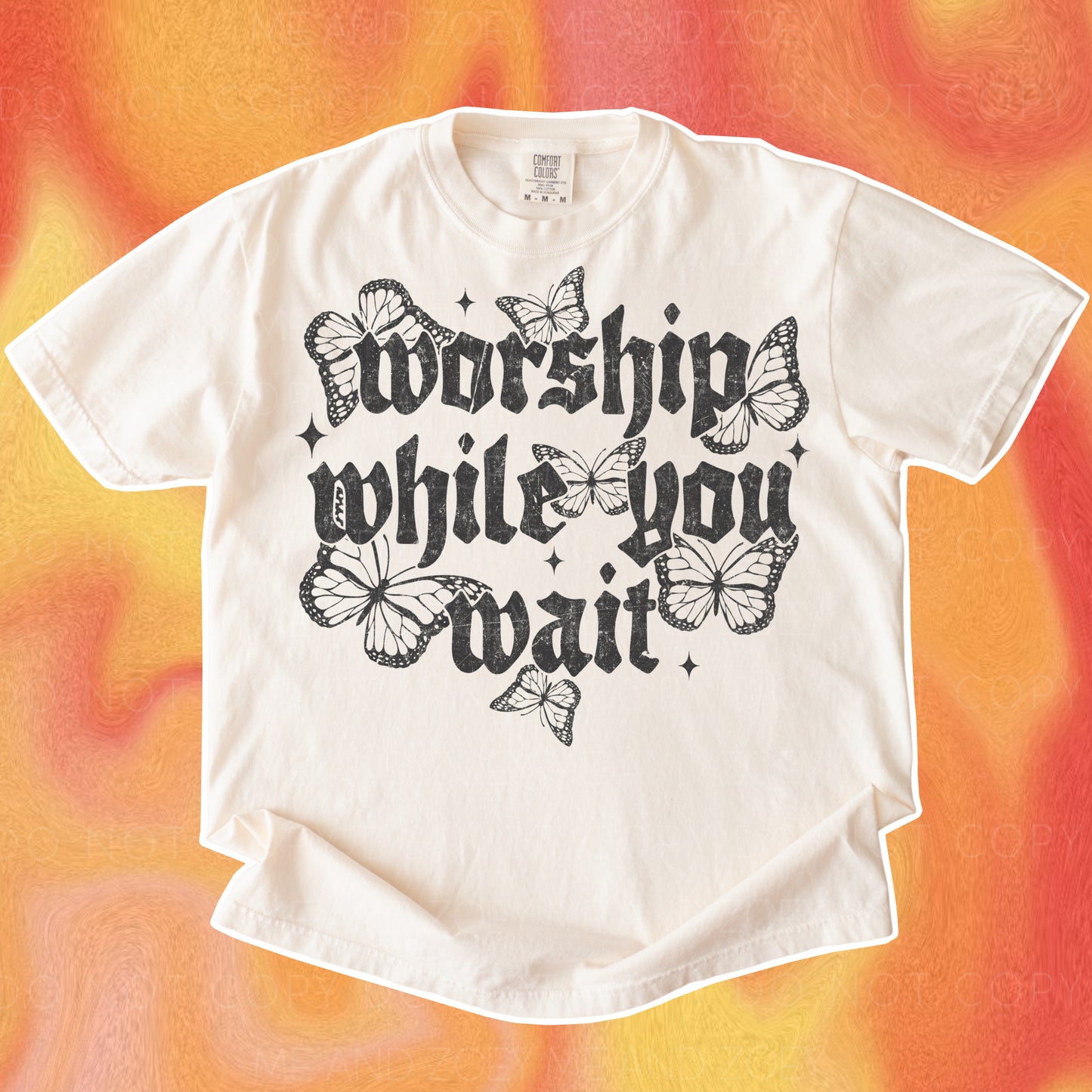 Jesus Worship While You Wait Graphic Tee | Christian Faith Shirt